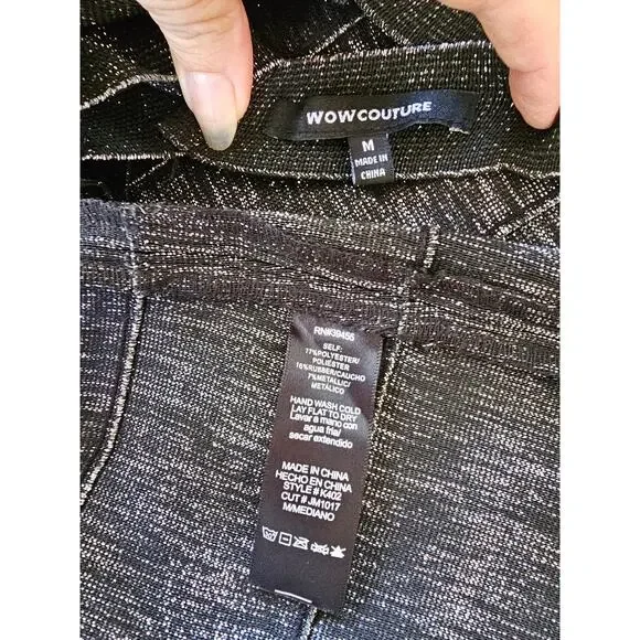 WOW COUTURE Sexy Black Silver Sparkle Glittering Dress Women's size M Medium - Picture 7 of 9